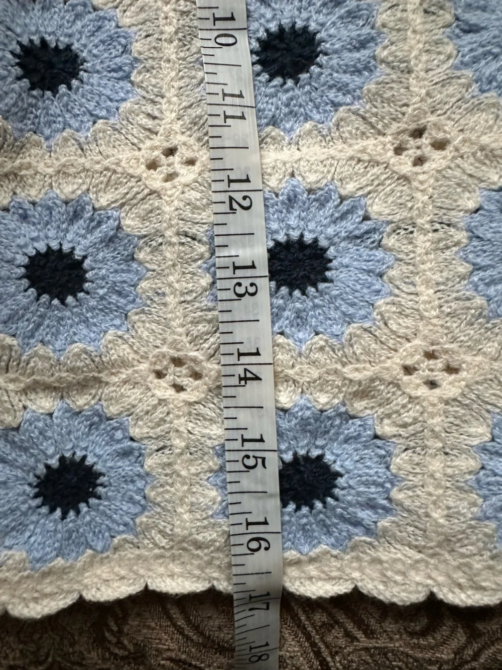 Rebellion Again Blue Floral Crochet Knit Crop Tank Top Medium Boho Festival - Picture 6 of 8